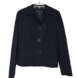 Banana Republic Women's 3-Button Classic Blazer Jacket Wool Blend Black Size 4